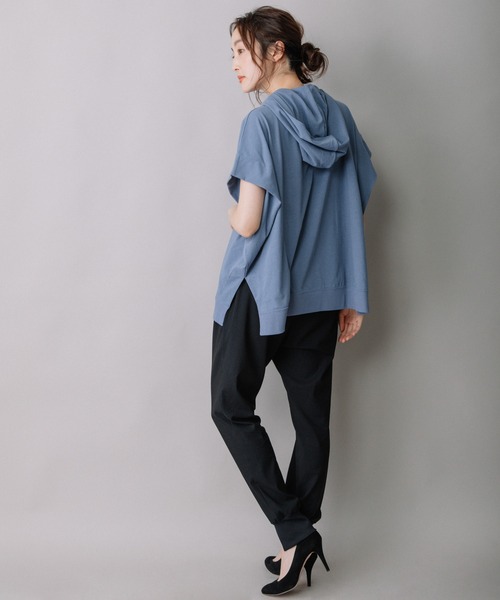 Munich（ミューニック）の「ハイツイストジャージースリーブレスフーディー（パーカー・レディース・ホワイト/ブラック/ブルーグレー/グレイッシュベージュ・FREE）」の14枚目の写真