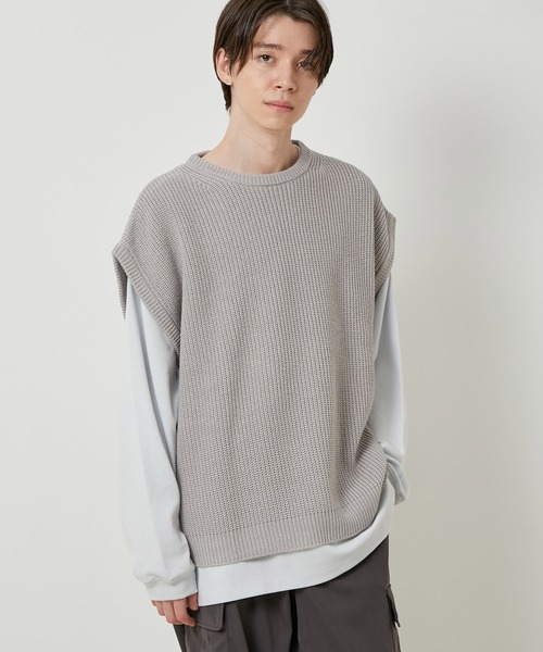 JUNRED（ジュンレッド）の「【ビッグシルエット】ルーズニットベスト（ベスト・メンズ・ライトグレー/ブラック/ベージュ・LL/M/L）」の3枚目の写真