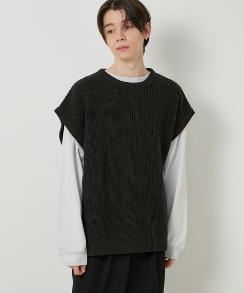 JUNRED（ジュンレッド）の「【ビッグシルエット】ルーズニットベスト（ベスト・メンズ・ライトグレー/ブラック/ベージュ・LL/M/L）」の2枚目の写真