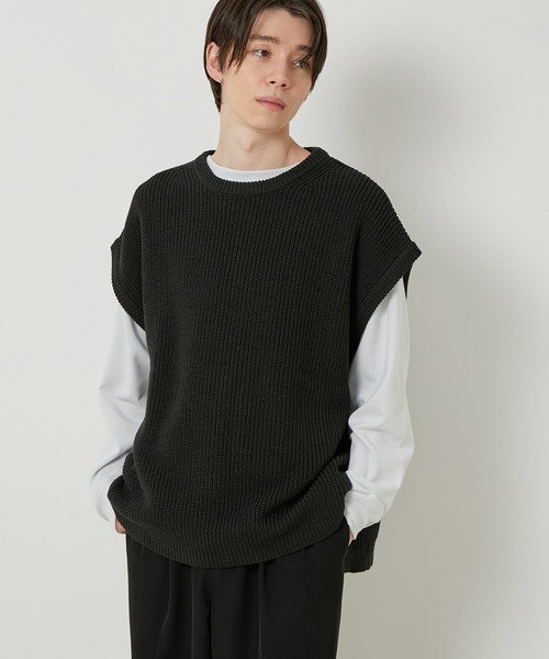 JUNRED（ジュンレッド）の「【ビッグシルエット】ルーズニットベスト（ベスト・メンズ・ライトグレー/ブラック/ベージュ・LL/M/L）」の5枚目の写真