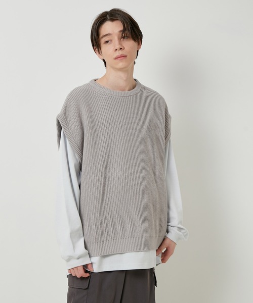 JUNRED（ジュンレッド）の「【ビッグシルエット】ルーズニットベスト（ベスト・メンズ・ライトグレー/ブラック/ベージュ・LL/M/L）」の6枚目の写真
