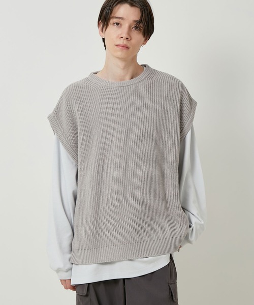 JUNRED（ジュンレッド）の「【ビッグシルエット】ルーズニットベスト（ベスト・メンズ・ライトグレー/ブラック/ベージュ・LL/M/L）」の7枚目の写真