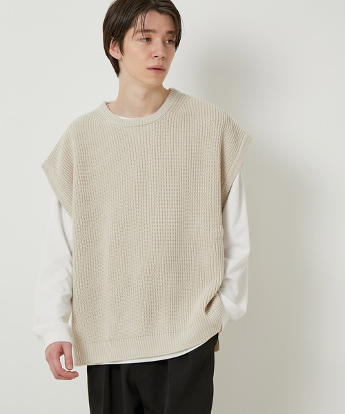JUNRED（ジュンレッド）の「【ビッグシルエット】ルーズニットベスト（ベスト・メンズ・ライトグレー/ブラック/ベージュ・LL/M/L）」の8枚目の写真