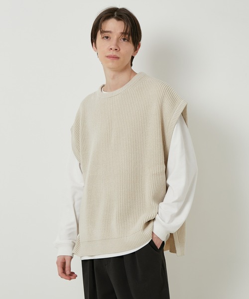JUNRED（ジュンレッド）の「【ビッグシルエット】ルーズニットベスト（ベスト・メンズ・ライトグレー/ブラック/ベージュ・LL/M/L）」の9枚目の写真