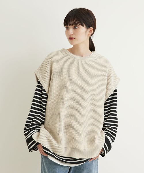 JUNRED（ジュンレッド）の「【ビッグシルエット】ルーズニットベスト（ベスト・メンズ・ライトグレー/ブラック/ベージュ・LL/M/L）」の10枚目の写真