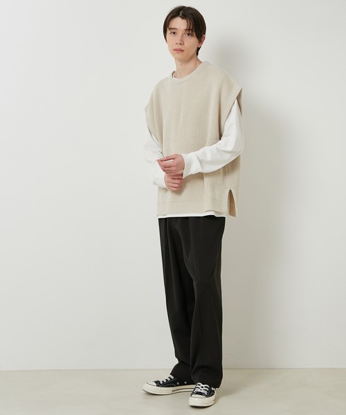 JUNRED（ジュンレッド）の「【ビッグシルエット】ルーズニットベスト（ベスト・メンズ・ライトグレー/ブラック/ベージュ・LL/M/L）」の17枚目の写真