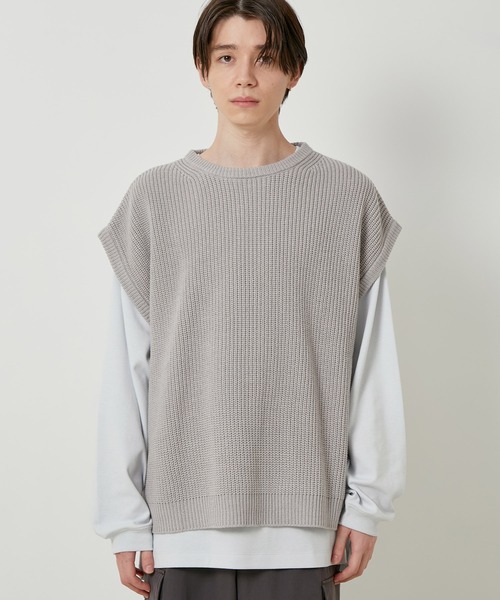 JUNRED（ジュンレッド）の「【ビッグシルエット】ルーズニットベスト（ベスト・メンズ・ライトグレー/ブラック/ベージュ・LL/M/L）」の18枚目の写真