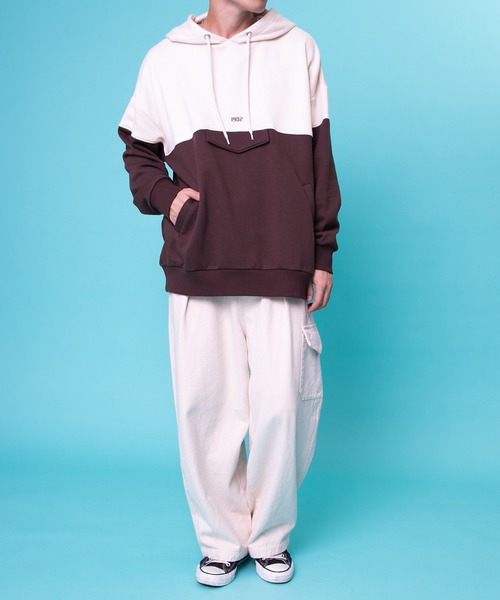 PairPair（ペアペア）の「配色フーディー(ユニセックス)（パーカー・レディース・ブラウン/ブルー・FREE）」の14枚目の写真