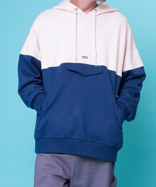 PairPair（ペアペア）の「配色フーディー(ユニセックス)（パーカー・レディース・ブラウン/ブルー・FREE）」の9枚目の写真