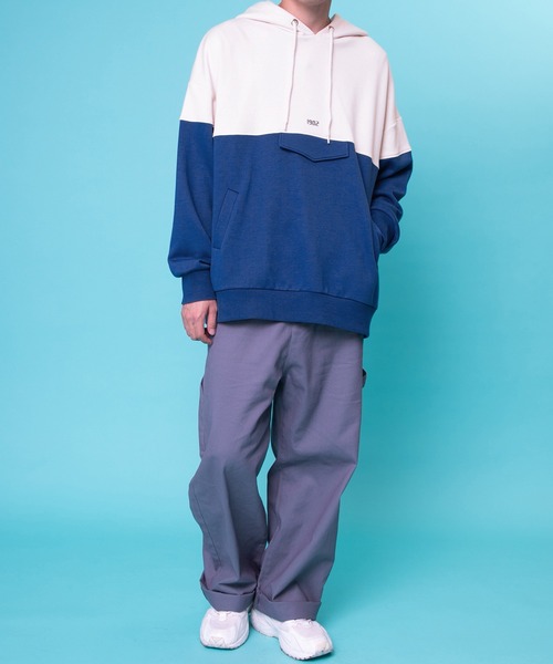 PairPair（ペアペア）の「配色フーディー(ユニセックス)（パーカー・レディース・ブラウン/ブルー・FREE）」の7枚目の写真