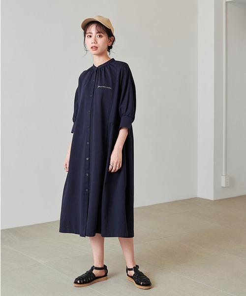 KANGOL EXTRA COMFORT(カンゴールエクストラコンフォート)の「【KANGOL EXTRA COMFORT(カンゴール エクストラ コンフォート)】ネックギャザーワンピース(ワンピース・レディース・ネイビー/ライトグリーン/ブルーグレー・LL/M/L)」の1枚目の写真