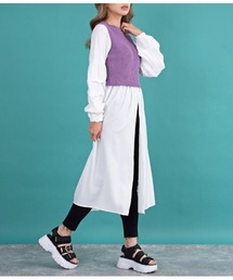 ドッキングディープスリットロングトップスカットソー