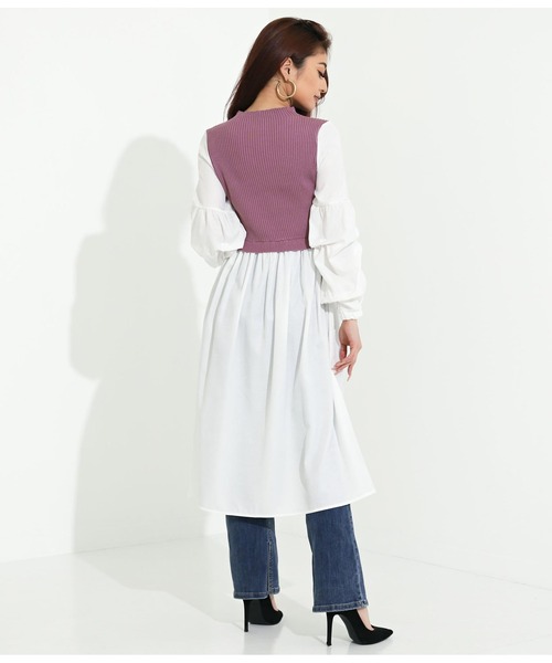 LATINA（ラティーナ）の「ドッキングディープスリットロングトップスカットソー（Tシャツ/カットソー・レディース・サックスブルー/ラベンダー/ブラック・FREE）」の8枚目の写真