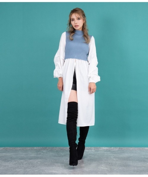 LATINA（ラティーナ）の「ドッキングディープスリットロングトップスカットソー（Tシャツ/カットソー・レディース・サックスブルー/ラベンダー/ブラック・FREE）」の14枚目の写真