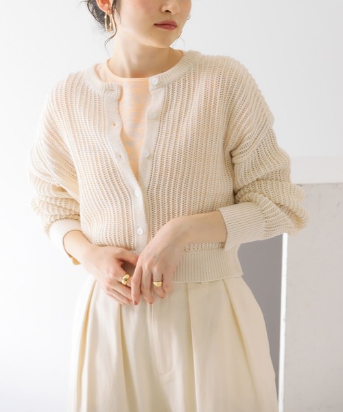 KBF（ケイビーエフ）の「前後2WAYメランジショートカーディガン（ニット/セーター・レディース・ブルー/ライトベージュ/ピンク・ONE）」の5枚目の写真