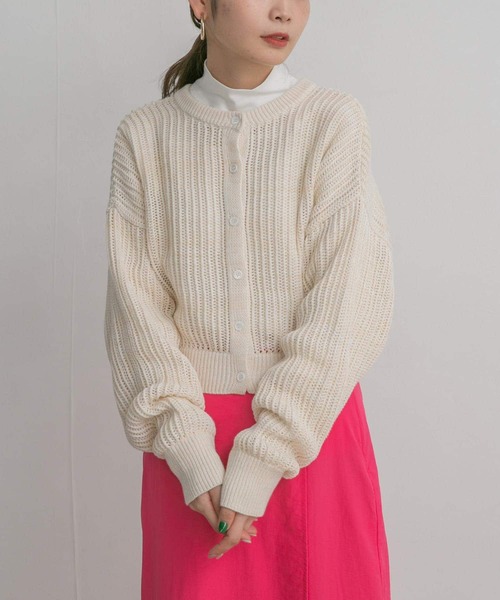 KBF（ケイビーエフ）の「前後2WAYメランジショートカーディガン（ニット/セーター・レディース・ブルー/ライトベージュ/ピンク・ONE）」の9枚目の写真