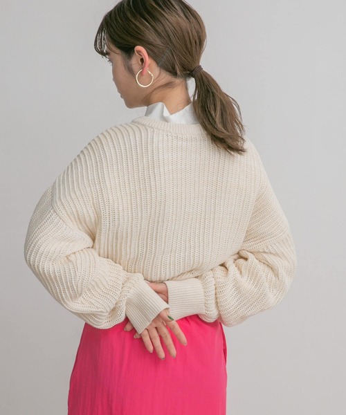 KBF（ケイビーエフ）の「前後2WAYメランジショートカーディガン（ニット/セーター・レディース・ブルー/ライトベージュ/ピンク・ONE）」の12枚目の写真