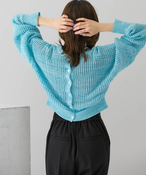 KBF（ケイビーエフ）の「前後2WAYメランジショートカーディガン（ニット/セーター・レディース・ブルー/ライトベージュ/ピンク・ONE）」の16枚目の写真