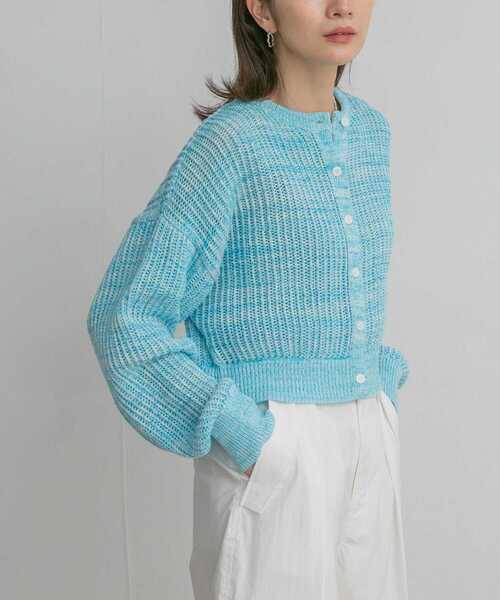 KBF（ケイビーエフ）の「前後2WAYメランジショートカーディガン（ニット/セーター・レディース・ブルー/ライトベージュ/ピンク・ONE）」の20枚目の写真