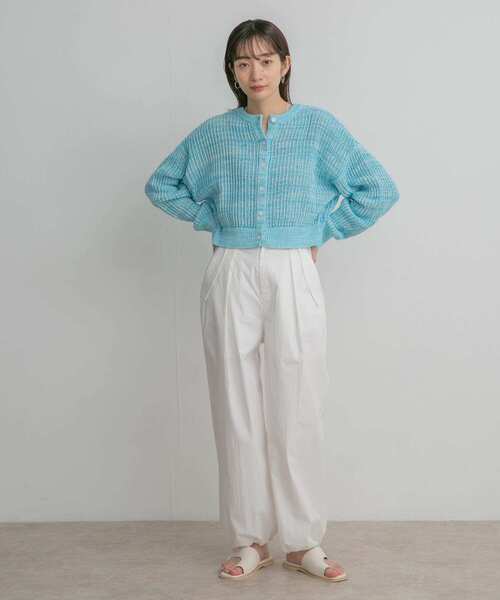 KBF（ケイビーエフ）の「前後2WAYメランジショートカーディガン（ニット/セーター・レディース・ブルー/ライトベージュ/ピンク・ONE）」の22枚目の写真