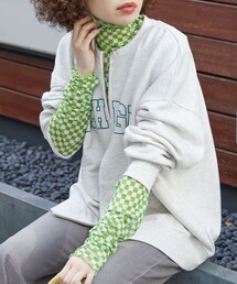 PUBLUX | ▽【PUBLUX/パブリュクス】 チェッカーフラッグ柄チュールシアートップス(Tシャツ/カットソー)