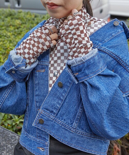 PUBLUX（パブリュクス）の「【PUBLUX/パブリュクス】 チェッカーフラッグ柄チュールシアートップス（Tシャツ/カットソー・レディース・ブラック/ブラウン/ライトグリーン/ブルー・ﾌﾘ-）」の18枚目の写真