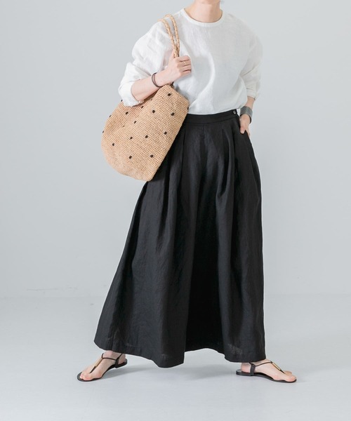 かぐれ(カグレ)の「リネンタックワイドパンツ(その他パンツ・レディース・ブラック/ナチュラル・FREE)」の14枚目の写真