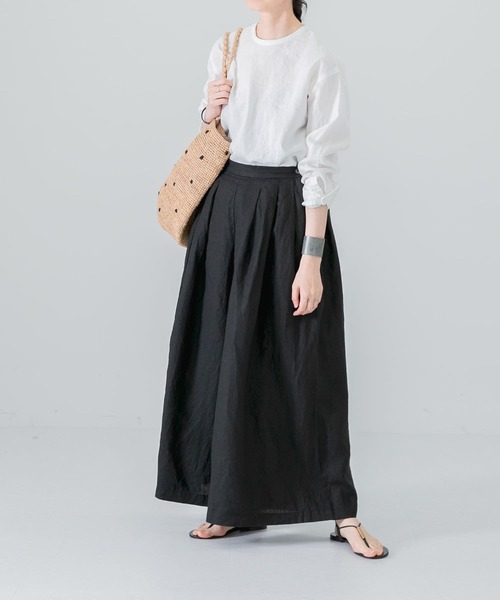 かぐれ(カグレ)の「リネンタックワイドパンツ(その他パンツ・レディース・ブラック/ナチュラル・FREE)」の3枚目の写真