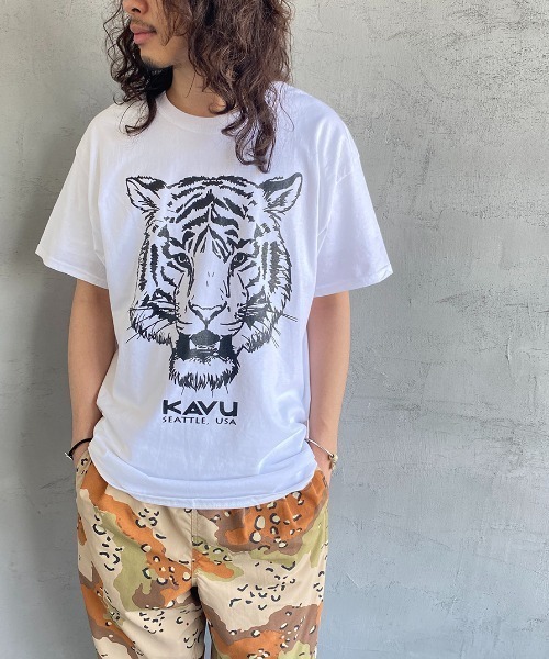 KAVU（カブー）の「[KAVU/カブー] タイガープリントTシャツ（Tシャツ/カットソー・レディース・ホワイト/ブラック・M/L/XL）」の15枚目の写真