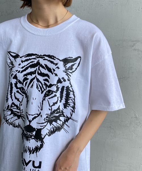 KAVU（カブー）の「[KAVU/カブー] タイガープリントTシャツ（Tシャツ/カットソー・レディース・ホワイト/ブラック・M/L/XL）」の14枚目の写真