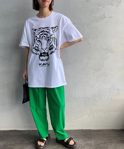 KAVU（カブー）の「[KAVU/カブー] タイガープリントTシャツ（Tシャツ/カットソー・レディース・ホワイト/ブラック・M/L/XL）」の3枚目の写真