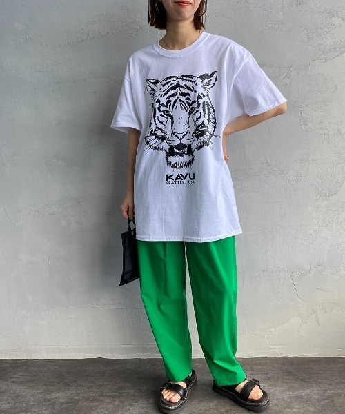 KAVU（カブー）の「[KAVU/カブー] タイガープリントTシャツ（Tシャツ/カットソー・レディース・ホワイト/ブラック・M/L/XL）」の4枚目の写真