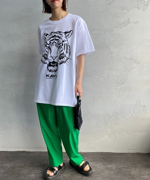 KAVU（カブー）の「[KAVU/カブー] タイガープリントTシャツ（Tシャツ/カットソー・レディース・ホワイト/ブラック・M/L/XL）」の9枚目の写真