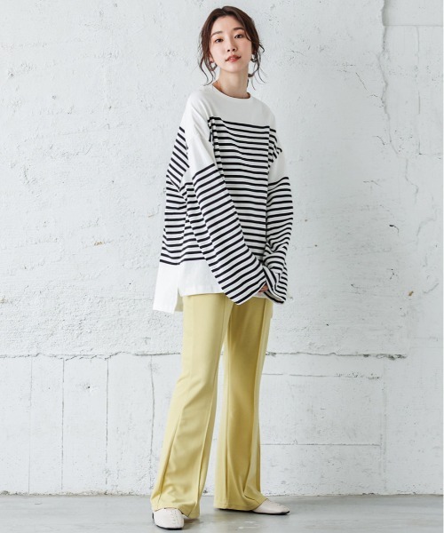 La-gemme(ラジェム)の「バスクボーダービッグロングTシャツ(Tシャツ/カットソー・レディース・オレンジ/ピンク/ブルー/ブラック・フリー)」の5枚目の写真