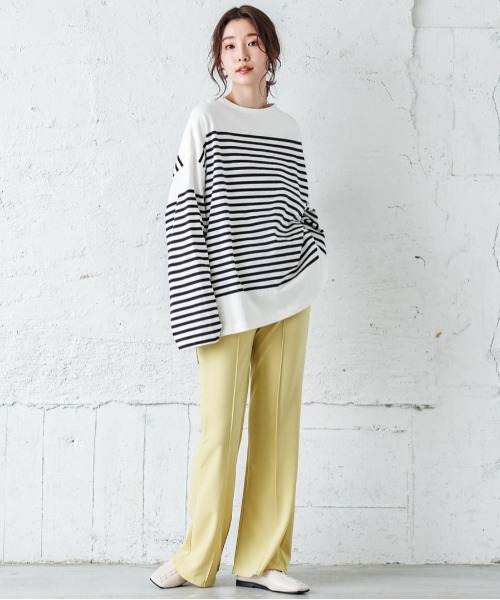 La-gemme(ラジェム)の「バスクボーダービッグロングTシャツ(Tシャツ/カットソー・レディース・オレンジ/ピンク/ブルー/ブラック・フリー)」の6枚目の写真