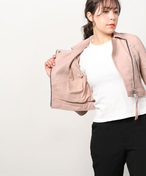 ALLSAINTS（オールセインツ）の「RIFT LEATHER BIKER JACKET | RIFT レザー バイカー ジャケット（ライダースジャケット・レディース・ピンク系その他・12/6/8/10/4/2）」の6枚目の写真