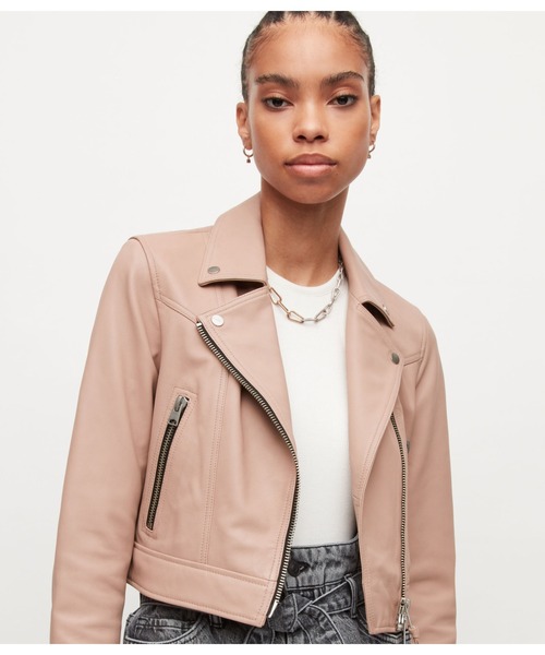 ALLSAINTS（オールセインツ）の「RIFT LEATHER BIKER JACKET | RIFT レザー バイカー ジャケット（ライダースジャケット・レディース・ピンク系その他・12/6/8/10/4/2）」の3枚目の写真