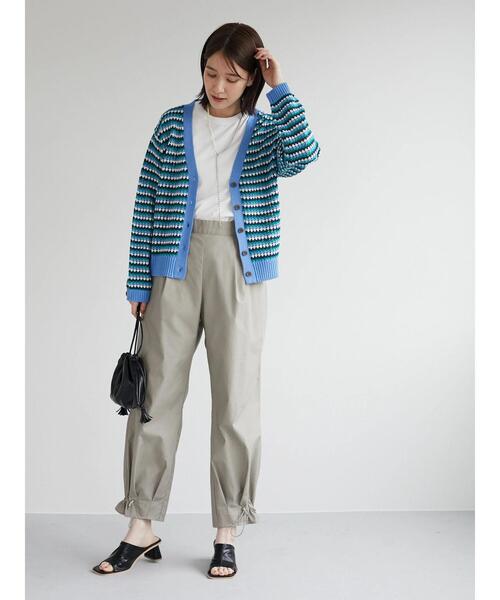 Green　Parks（グリーンパークス）の「透かし柄レトロニットカーディガン（カーディガン/ボレロ・レディース・サックスブルー/グリーン・FREE）」の3枚目の写真