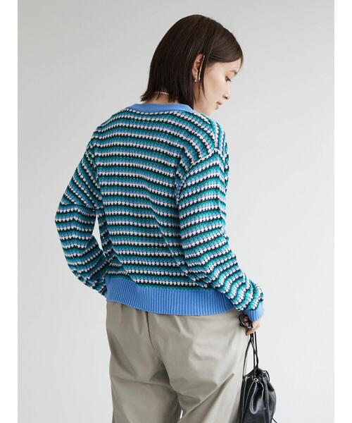 Green　Parks（グリーンパークス）の「透かし柄レトロニットカーディガン（カーディガン/ボレロ・レディース・サックスブルー/グリーン・FREE）」の7枚目の写真