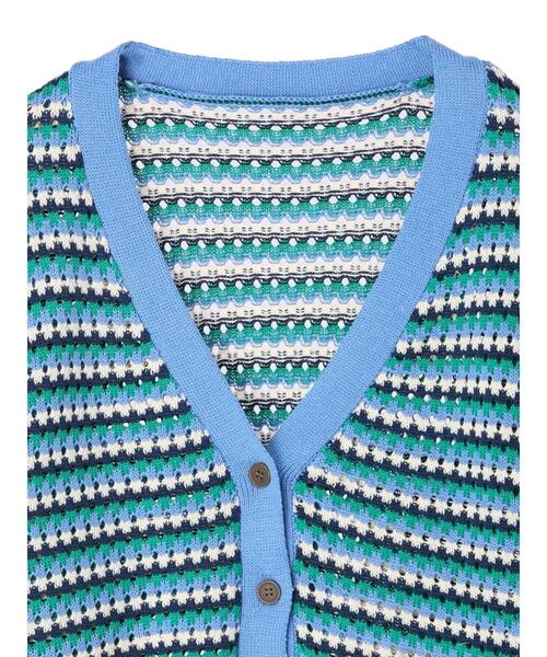 Green　Parks（グリーンパークス）の「透かし柄レトロニットカーディガン（カーディガン/ボレロ・レディース・サックスブルー/グリーン・FREE）」の13枚目の写真