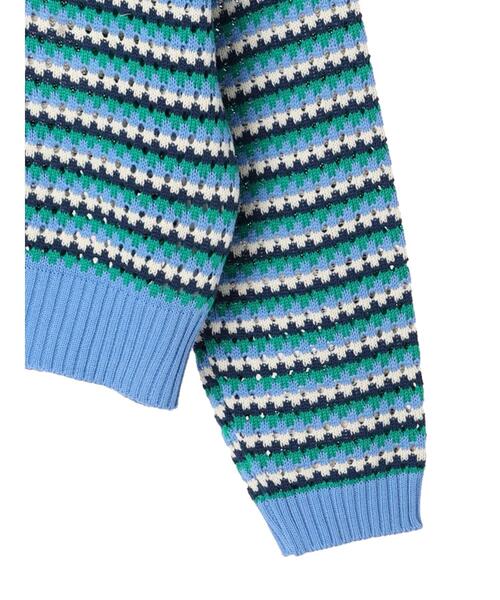 Green　Parks（グリーンパークス）の「透かし柄レトロニットカーディガン（カーディガン/ボレロ・レディース・サックスブルー/グリーン・FREE）」の14枚目の写真