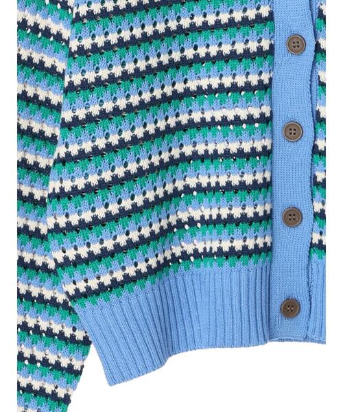 Green　Parks（グリーンパークス）の「透かし柄レトロニットカーディガン（カーディガン/ボレロ・レディース・サックスブルー/グリーン・FREE）」の15枚目の写真