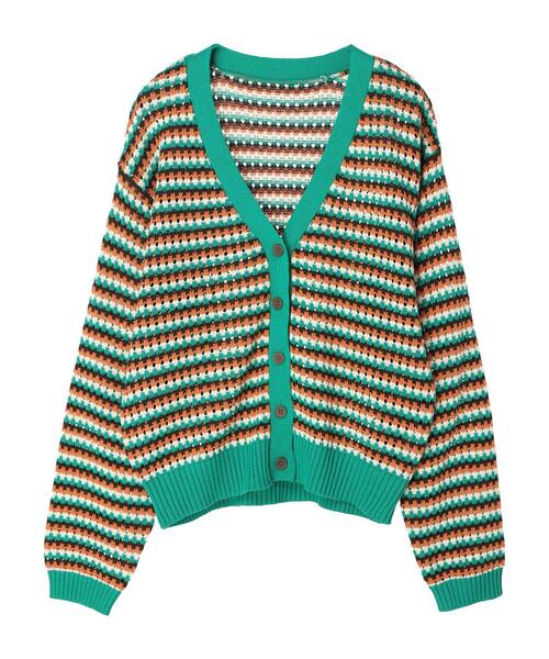 Green　Parks（グリーンパークス）の「透かし柄レトロニットカーディガン（カーディガン/ボレロ・レディース・サックスブルー/グリーン・FREE）」の19枚目の写真