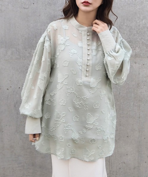 LAULEN（ローレン）の「sheer flower blouse/シアーフラワーブラウス（シャツ/ブラウス・レディース・アイボリー/ミント・FREE）」の11枚目の写真