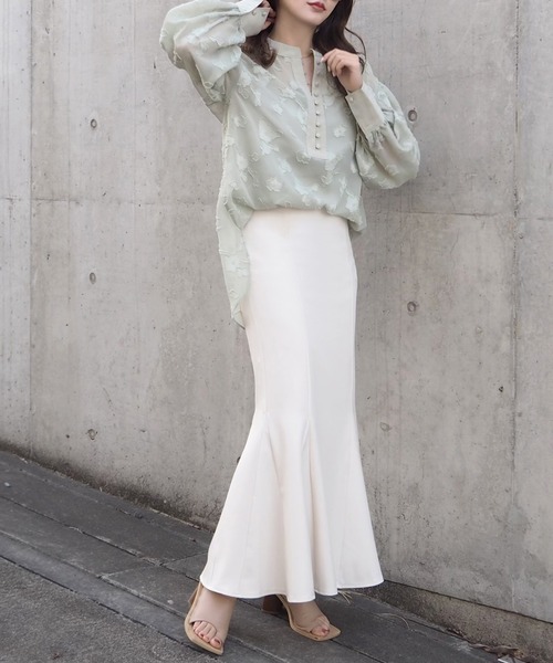 LAULEN（ローレン）の「sheer flower blouse/シアーフラワーブラウス（シャツ/ブラウス・レディース・アイボリー/ミント・FREE）」の8枚目の写真