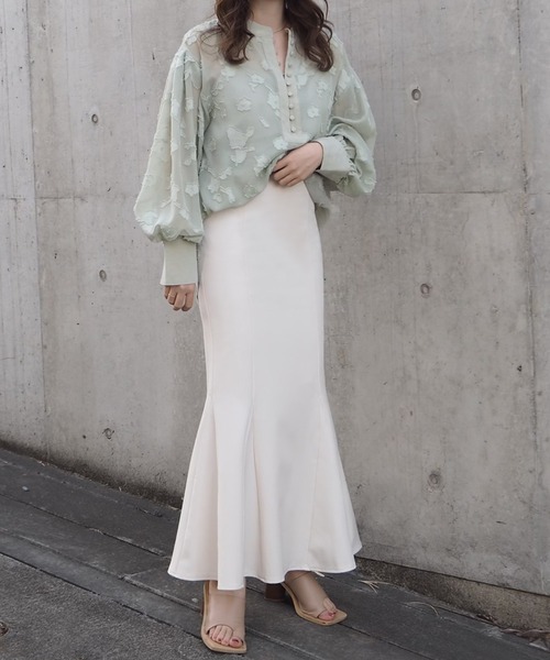 LAULEN（ローレン）の「sheer flower blouse/シアーフラワーブラウス（シャツ/ブラウス・レディース・アイボリー/ミント・FREE）」の6枚目の写真