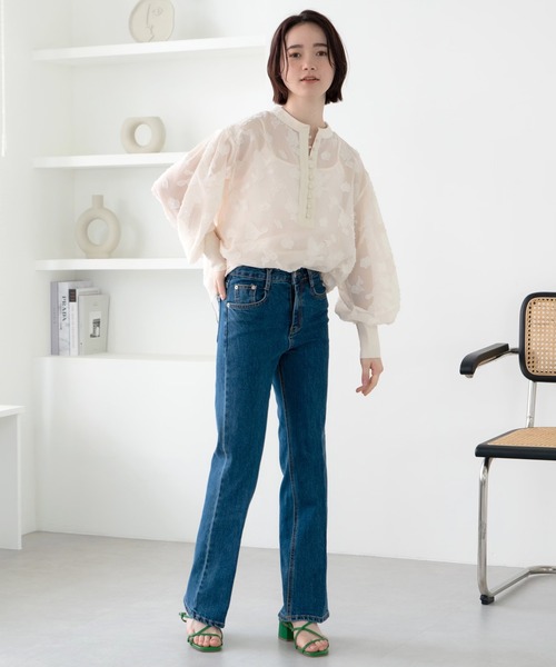 LAULEN（ローレン）の「sheer flower blouse/シアーフラワーブラウス（シャツ/ブラウス・レディース・アイボリー/ミント・FREE）」の13枚目の写真