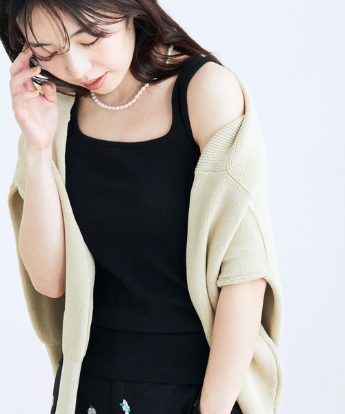 VIS（ビス）の「スクエアネックテレコタンクトップ（タンクトップ・レディース・ブラック/ベージュ/ブルー系その他3・FREE）」の2枚目の写真