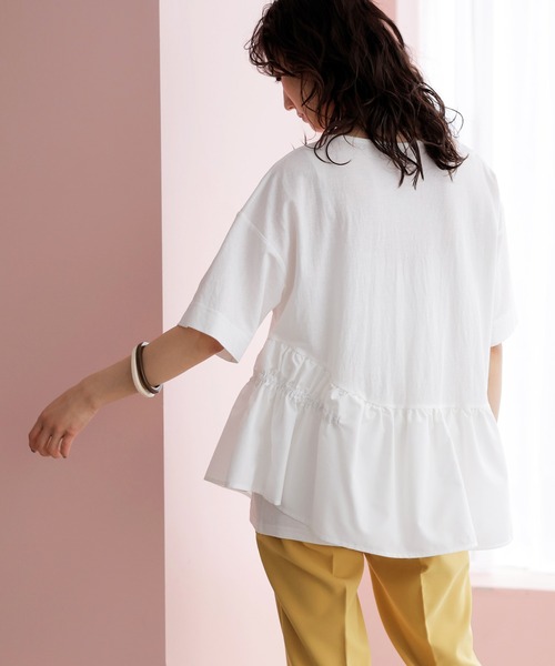 裾異素材切替アシメカットソー