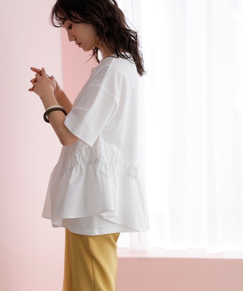 裾異素材切替アシメカットソー